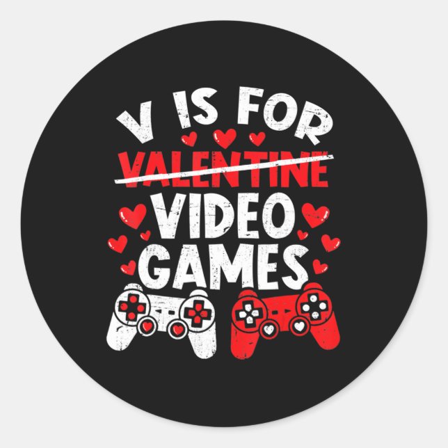 Sticker Rond Joueur amusant Valentines Jour Boys Vis pour Jeux  (Devant)