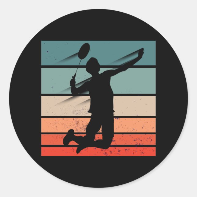 Sticker Rond Joueur Badminton Jump Smash (Devant)