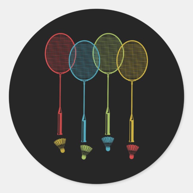 Sticker Rond Joueur Badminton Team Shuttle Coach Match Badminto (Devant)