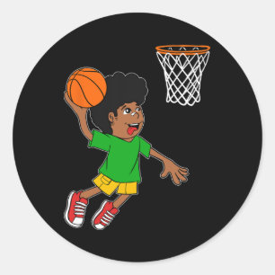 Sticker Rond Joueur Bysketbyll Boy Black History Mois Blm Mela