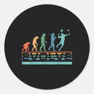 Sticker Rond Joueur de badminton évolué drôle nerd Evolution Sp