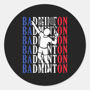 Sticker Rond Joueur de badminton Joueurs Entraîneur Fans Garçon