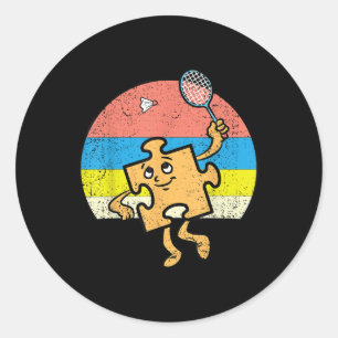 Sticker Rond Joueur de badminton puzzle Sensibilisation à l'aut