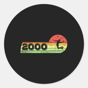 Sticker Rond Joueur de badminton Vintage 2000 Birthday Shuttle 