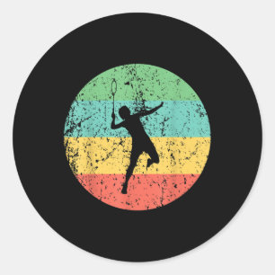 Sticker Rond Joueur de badminton vintage rétro Badminton