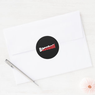 Sticker Rond Joueur de baseball - Art abstrait rouge avec mot e
