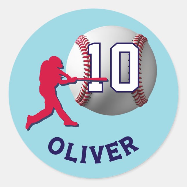 Sticker Rond Joueur de baseball Ball Jour d'anniversaire (Devant)