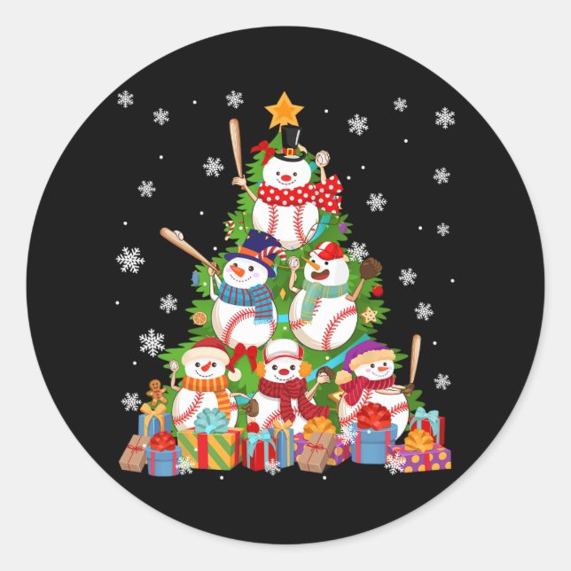 Sticker Rond joueur de baseball bonhomme de noël pichers attrap (Devant)