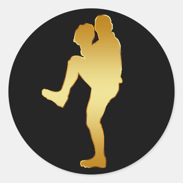 STICKER ROND JOUEUR DE BASEBALL D'OR (Devant)