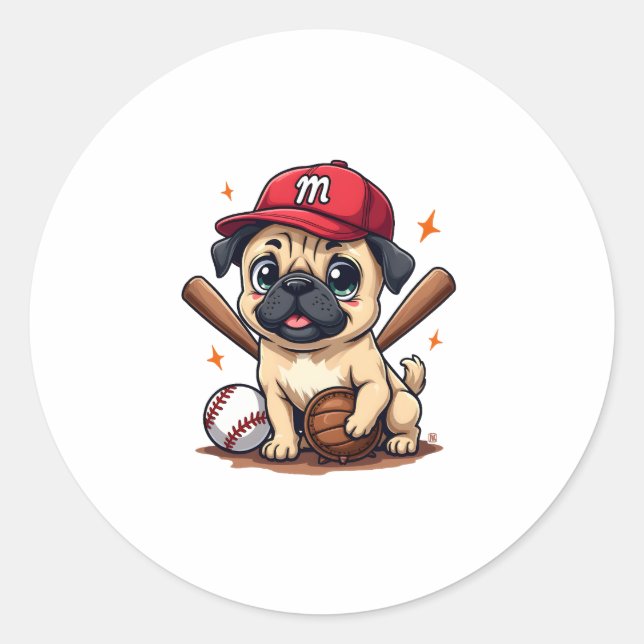 Sticker Rond Joueur de baseball entraîneur Carlin Amoureux des  (Devant)