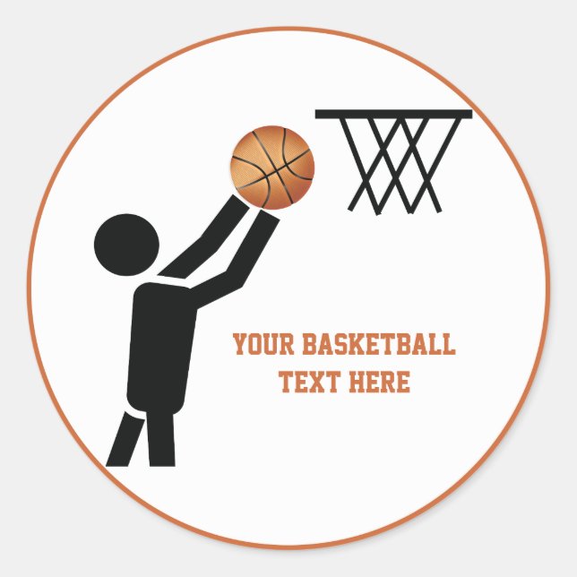 Sticker Rond Joueur de basket-ball avec balle personnalisée (Devant)