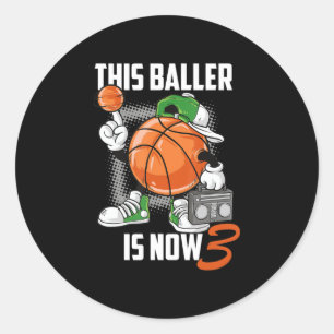 Sticker Rond Joueur de basket-ball de 3e anniversaire Fundy 3 a