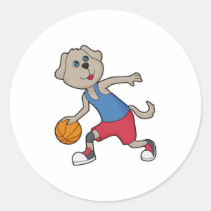 Sticker Rond Joueur de basket-ball de chien
