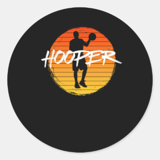 Sticker Rond Joueur de basket-ball de style vintage Sunset 2