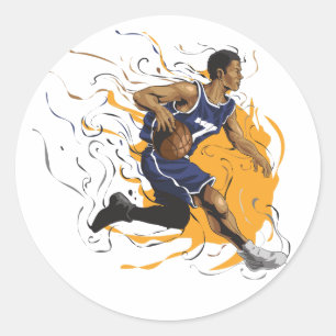 Sticker Rond Joueur de basket-ball no 7