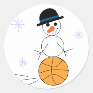 Sticker Rond Joueur de basket-ball Snowman