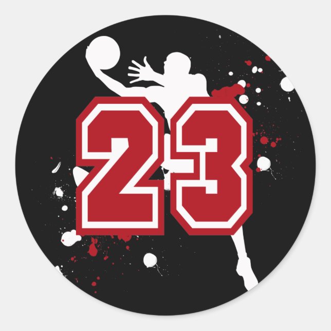 STICKER ROND JOUEUR DE BASKETBALL NUMÉRO 23 (Devant)