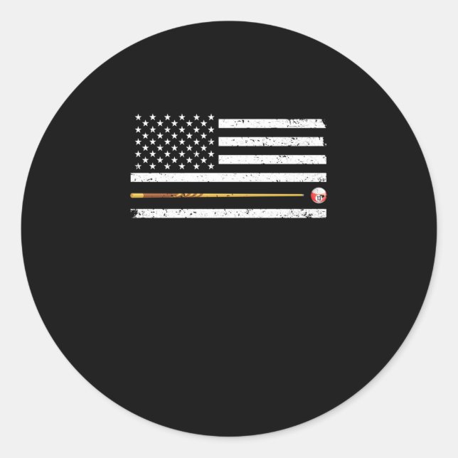Sticker Rond Joueur de billard américain drapeau américain État (Devant)