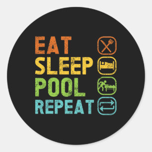 Sticker Rond Joueur de billard Mangez Piscine de sommeil Répéte