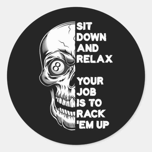 Sticker Rond Joueur de billard Skeleton Billiards Table Rac (Devant)