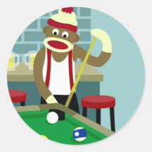 Joueur de billard Sock Monkey Pool