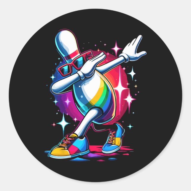 Sticker Rond Joueur de Bowler Pin Dabbing (Devant)