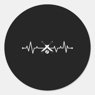 Sticker Rond Joueur de cricket battement de coeur coeur 