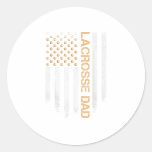 Sticker Rond Joueur de crosse du drapeau américain vintage