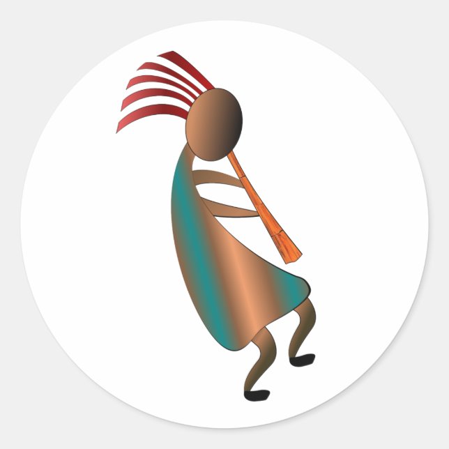 Sticker Rond Joueur de flute Kokopelli (Devant)