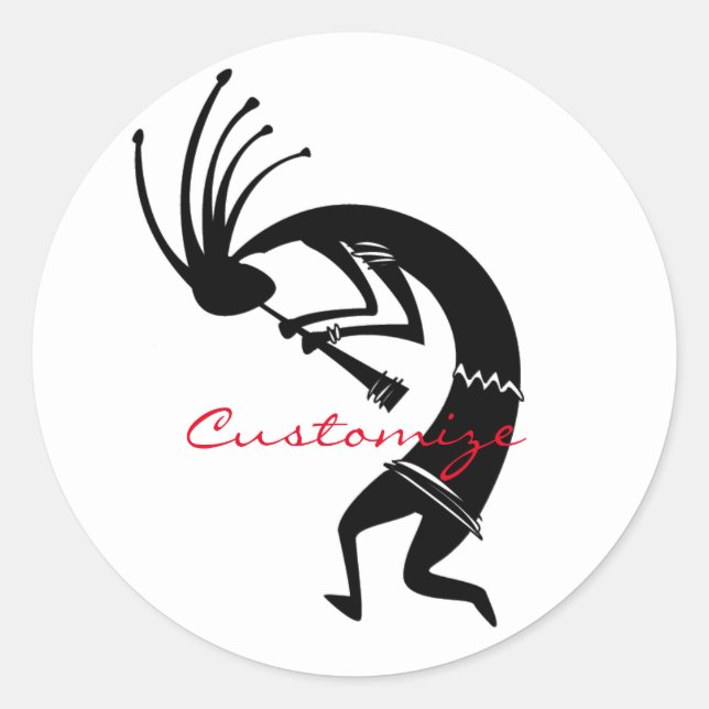 Sticker Rond Joueur de flûte Kokopelli Thunder_Cove (Devant)