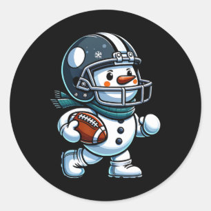 Sticker Rond Joueur de football Snowman Coupe de football Noël 