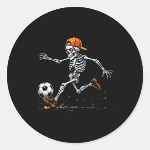 Sticker Rond Joueur de football squelette drôle Halloween 2025