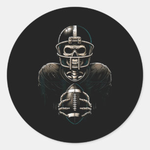 Sticker Rond Joueur de football squelette Halloween Soky Srts G