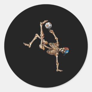 Sticker Rond Joueur de football squelette vélo coup de pied spo