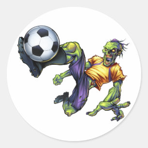 Sticker Rond Joueur de football zombie effrayant Halloween à pe