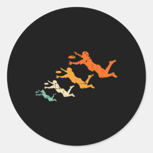 Sticker Rond Joueur de frisbee ultime rétro Disque vintage Ulti