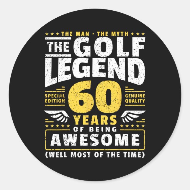Sticker Rond Joueur de golf 60e anniversaire Golfeur 60 ans (Devant)
