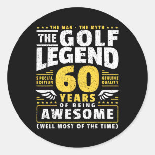 Sticker Rond Joueur de golf 60e anniversaire Golfeur 60 ans