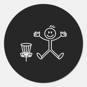 Sticker Rond Joueur de golf à disque de personne de bâton drôle