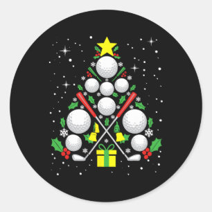 Sticker Rond Joueur de golf drôle Xmas lumières golf sapin de N