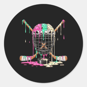 Sticker Rond Joueur de hockey Crème glacée Drip Garçons Enfants