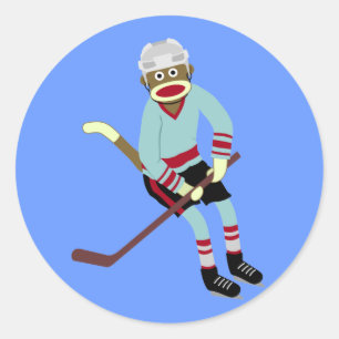 Sticker Rond Joueur de hockey de singe de chaussette