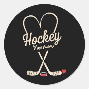 Sticker Rond Joueur de hockey Meemaw Heart