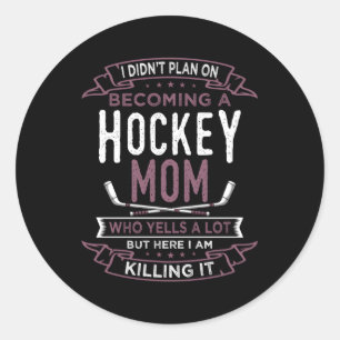 Sticker Rond Joueur De Hockey Mère Sports Fête Des Mères