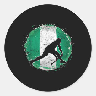 Sticker Rond Joueur de hockey sur gazon Nigeria Drapeau nigéria