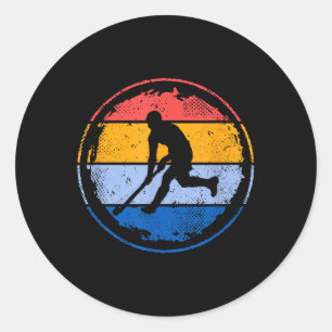 Sticker Rond Joueur de hockey sur gazon rétro Hockey pour garço