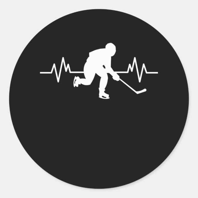 Sticker Rond Joueur de hockey sur glace battement de coeur amus (Devant)