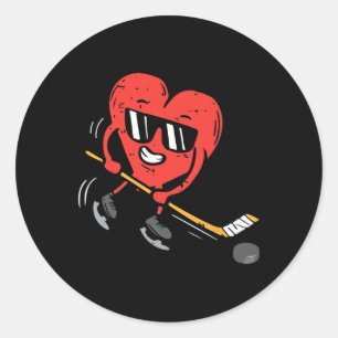 Sticker Rond Joueur de hockey sur glace Coeur Valentines Jour M