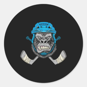 Sticker Rond Joueur De Hockey Sur Glace De 8-12 Ans