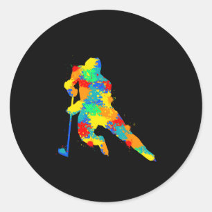 Sticker Rond Joueur de hockey sur glace Hockey jeunesse